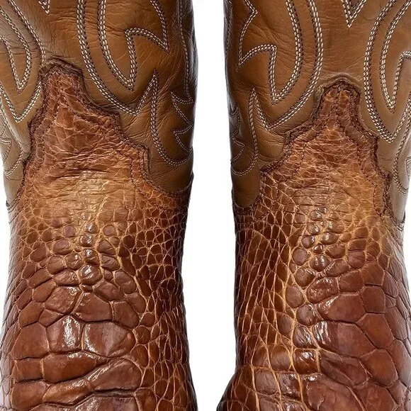 Vintage Preban Exotic Justin Womens 8AA Honey Brown Cowboy Western Boots Cowgirl - Picture 8 of 16